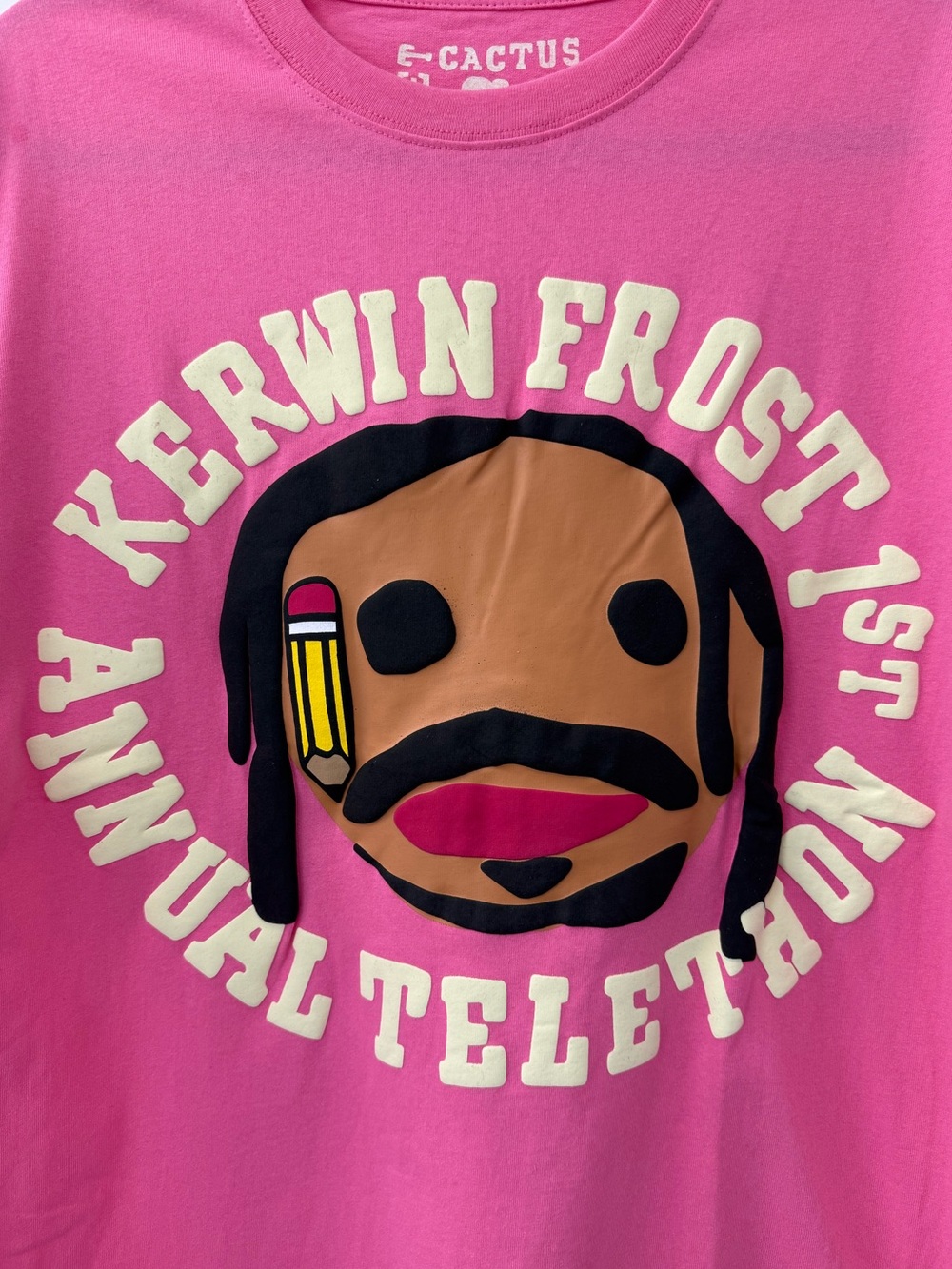 Cactus Plant Flea Market Kerwin Frost Telethon Pink Cotton T-Shirt Size Small